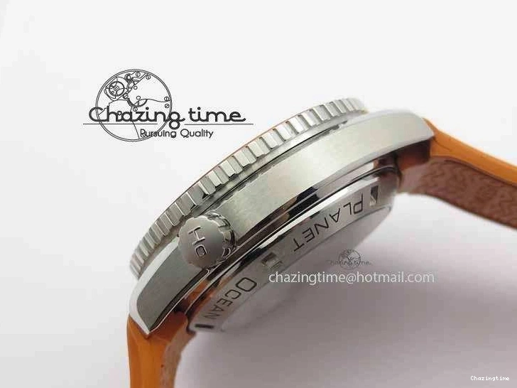 0513 Planet Ocean Master Chrono 45mm SS OM 1:1 Best Edition Black Dial On Orange Rubber Strap A Attractive 8170